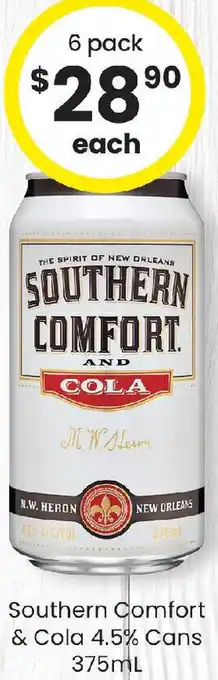 The Bottle O Southern Comfort & Cola 4.5% Cans offer