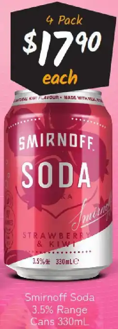 Cellarbrations Smirnoff Soda 3.5% Range Cans offer