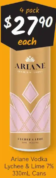 Cellarbrations Ariane Vodka Lychee & Lime 7% Cans offer