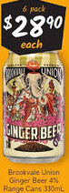 Cellarbrations Brookvale Union Ginger Beer 4% Range Cans offer