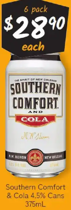 Cellarbrations Southern Comfort & Cola 4.5% Cans offer