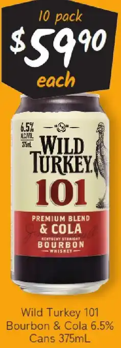 Cellarbrations Wild Turkey 101 Bourbon & Cola 6.5% Cans offer