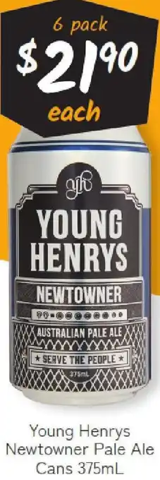 Cellarbrations Young Henrys Newtowner Pale Ale Cans offer