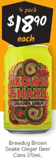 Cellarbrations Brewdog Brown Snake Ginger Beer Cans offer