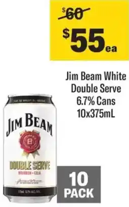 Liquorland Jim Beam White Double Serve 6.7% Cans offer