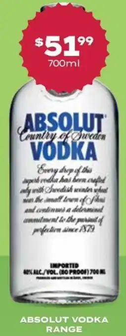 Thirsty Camel Absolut Vodka Range offer