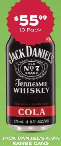 Thirsty Camel Jack Daniel's 4.8% Range Cans offer