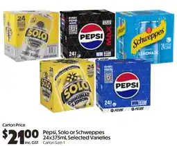 Campbells Wholesale Pepsi, Solo or Schweppes offer