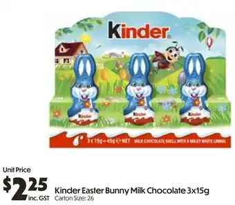 Campbells Wholesale Kinder Easter Bunny Milk Chocolate offer