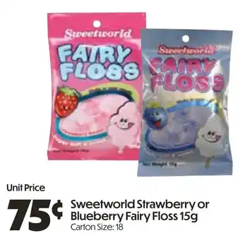 Campbells Wholesale Sweetworld Strawberry or Blueberry Fairy Floss offer