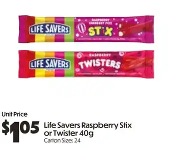 Campbells Wholesale Life Savers Raspberry Stix or Twister offer