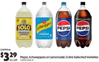 Campbells Wholesale Pepsi, Schweppes or Lemonade offer