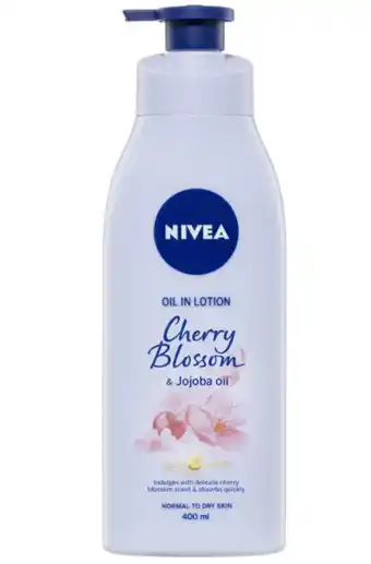 Nivea body oil in lotion cherry blossom jojoba 400ml