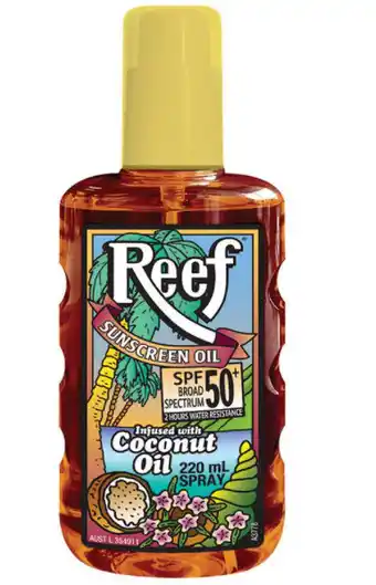 My Chemist Reef coconut oil spf 50+ moisturising oil spray 220ml offer