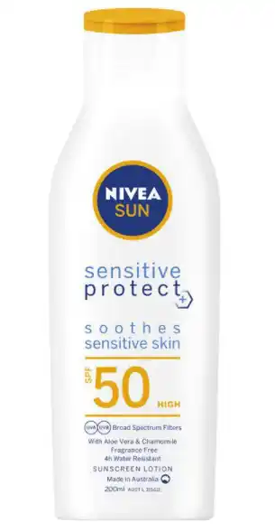 My Chemist Nivea sun spf 50+ sensitive protect lotion 200ml offer