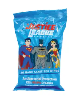 Justice league antibacterial wipes 20 pack