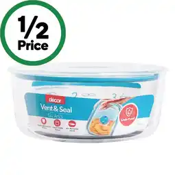 Woolworths Decor Vent & Seal Glass Round Container 750ml offer