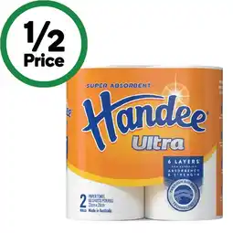 Woolworths Handee Ultra Paper Towel Pk 2 offer