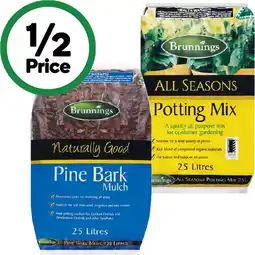 Woolworths Brunnings Pine Bark or Potting Mix 25 Litre offer