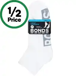 Woolworths Bonds Men’s Socks 1/4 Crew Assorted Pk 3 offer