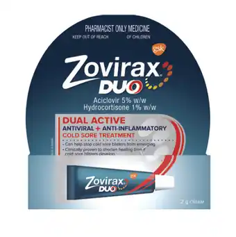 My Chemist Zovirax duo dual active cold sore treatment 2g offer