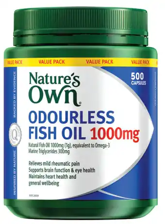 My Chemist Nature’s own odourless fish oil 1000mg 500 capsules offer