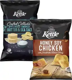 Coles Kettle Potato Chips or Crafted Collection 150g-165g offer