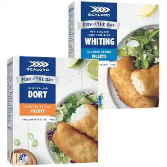 Woolworths Sealord Dory or Whiting Fish 300-320g or Whiting or Hoki Fish Bites 400g – From the Freezer offer