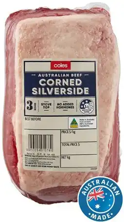 Coles Coles Australian No Added Hormones Beef Corned Silverside offer