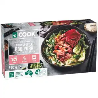 Woolworths Woolworths COOK Slow Cooked Chinese Style BBQ Pork with Char Siu Sauce 560g offer