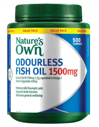 My Chemist Nature’s own odourless fish oil 1500mg 500 capsules offer