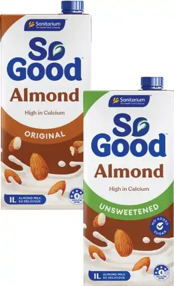 Coles Sanitarium So Good Unsweetened or Original Almond Milk 1 Litre offer