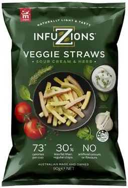 Coles Infuzions Veggie Straws 90g offer