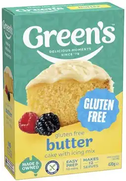 Coles Green's Gluten Free Golden Butter Cake Mix 470g offer