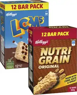 Coles Kellogg's Nutri Grain or LCMs 12 Pack 240g-264g offer