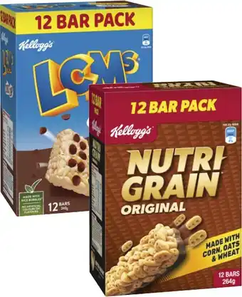 Coles Kellogg's Nutri Grain or LCMs 12 Pack 240g-264g offer