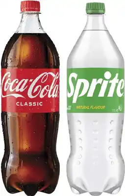 Coles Coca-Cola, Fanta or Sprite Soft Drink 1.25 Litre offer