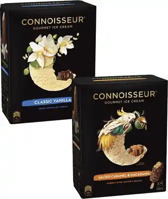 Coles Connoisseur Ice Cream Sticks 4 Pack-6 Pack 360mL-400mL offer