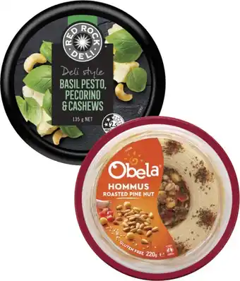 Coles Obela Garnished Hommus 220g or Red Rock Deli Dip 135g offer