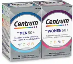 Coles Centrum For Men or Women 50+ Multivitamin Tablets 60 Pack offer