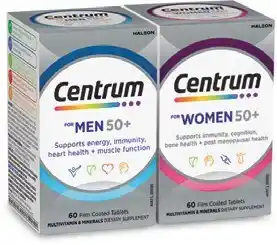 Coles Centrum For Men or Women 50+ Multivitamin Tablets 60 Pack offer