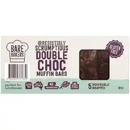 Woolworths Bare Bakers Gluten Free Double Choc Muffin Bar Pk 5 – From the Bakery Aisle offer