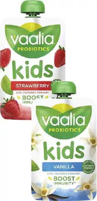 Coles Vaalia Kids Probiotics Yoghurt Pouch 140g offer