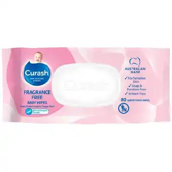 Woolworths Curash Fragrance Free Baby Wipes Pk 80 offer