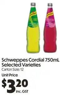 Campbells Wholesale Schweppes Cordial offer