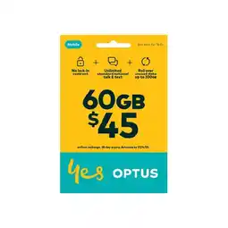 Woolworths Optus $45 Prepaid SIM Starter Kit‡ offer