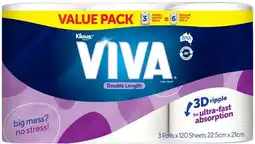 Coles Viva Double Length Paper Towel 3 Pack offer