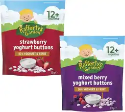 Coles Rafferty's Garden Strawberry or Mixed Berry Yoghurt Buttons 28g offer