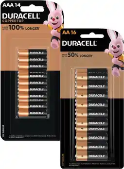 Coles Duracell Coppertop Batteries AA 16 Pack or AAA 14 Pack offer