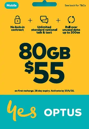 Coles Optus $55 Prepaid SIM Starter Kit offer